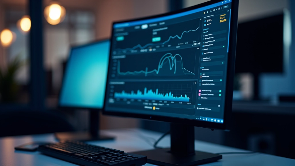 Ecrã de computador mostrando gráfico de desempenho e estatísticas de sistema em tempo real