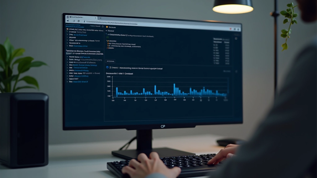 Gráfico de utilização de CPU e memória RAM em tempo real, cores vibrantes, interface clara