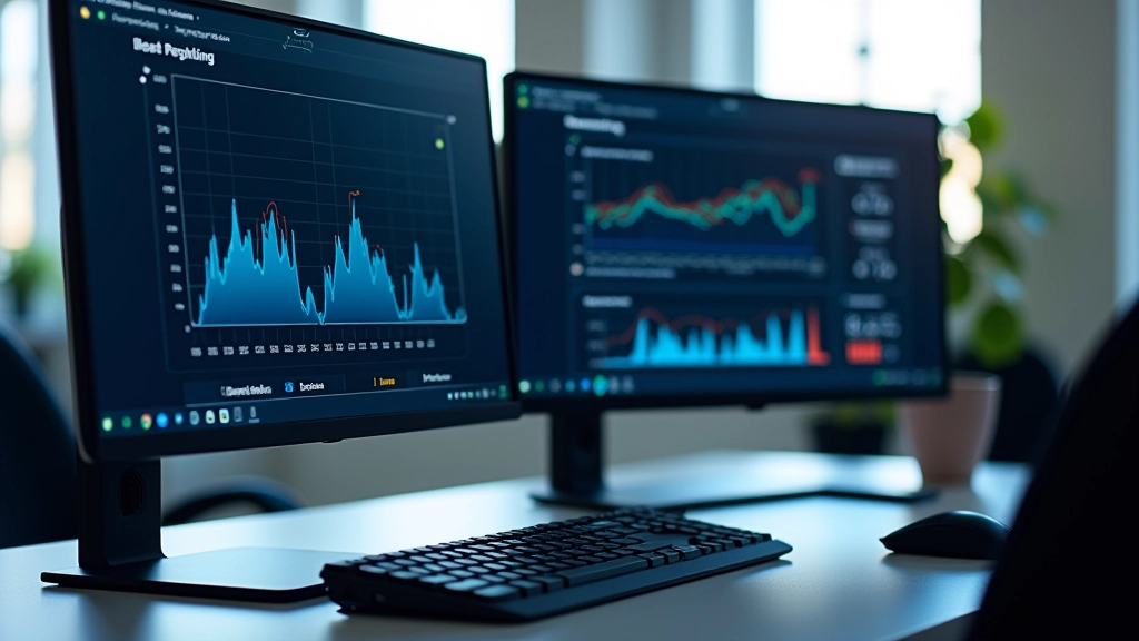 Ecrã de computador com gráficos de desempenho e monitorização do sistema em tempo real