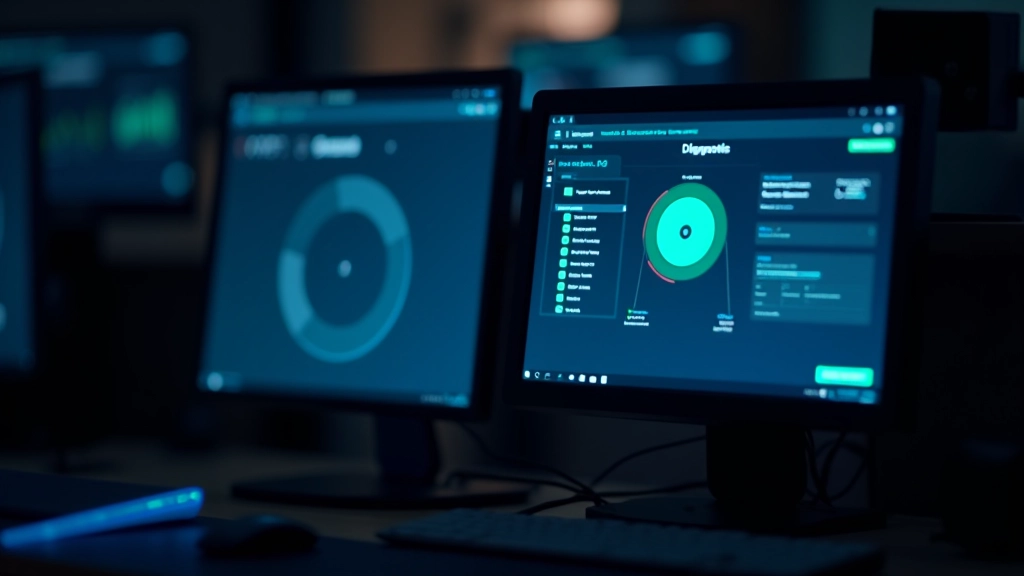 Dois ecrãs lado a lado: um mostrando teste de diagnóstico em tempo real, outro mostrando ferramenta de boot offline